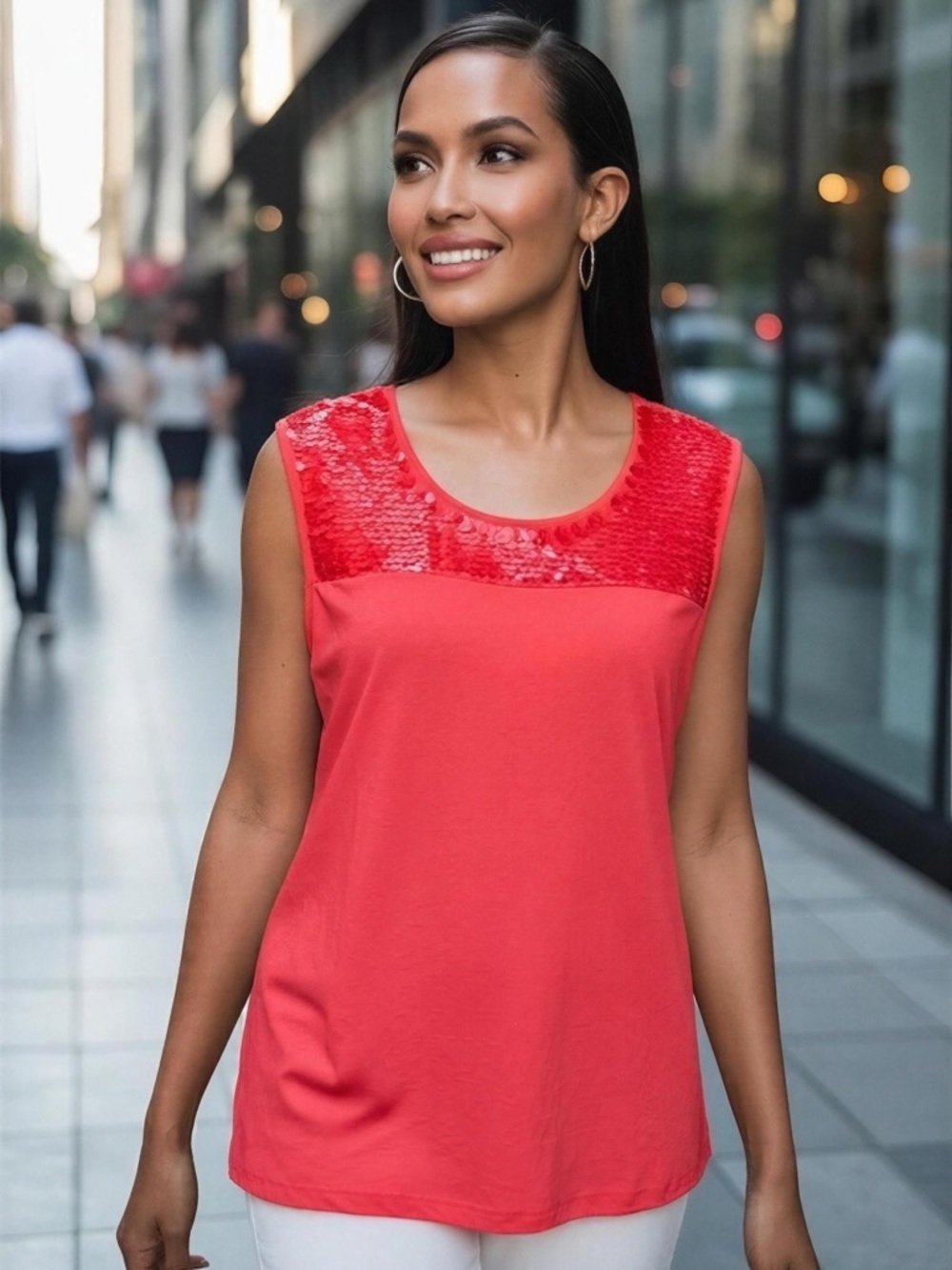 Dana Buchman Sleeveless Coral Blouse Size XL